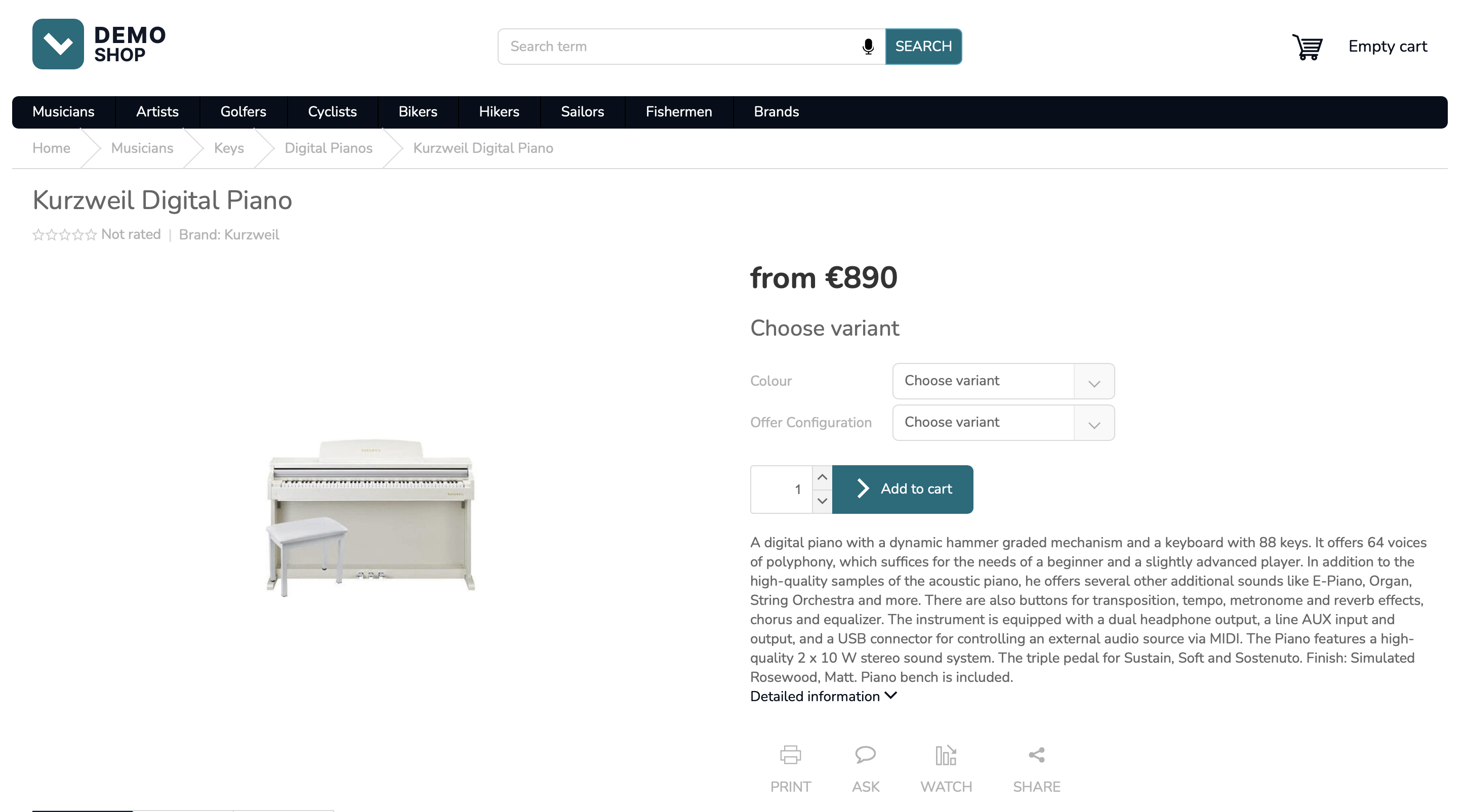 Product detail page