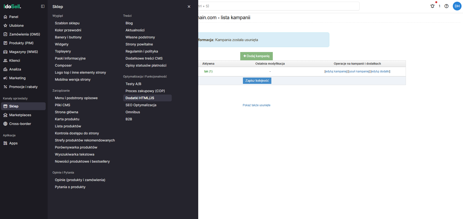IdoSell HTML Add-on Campaign